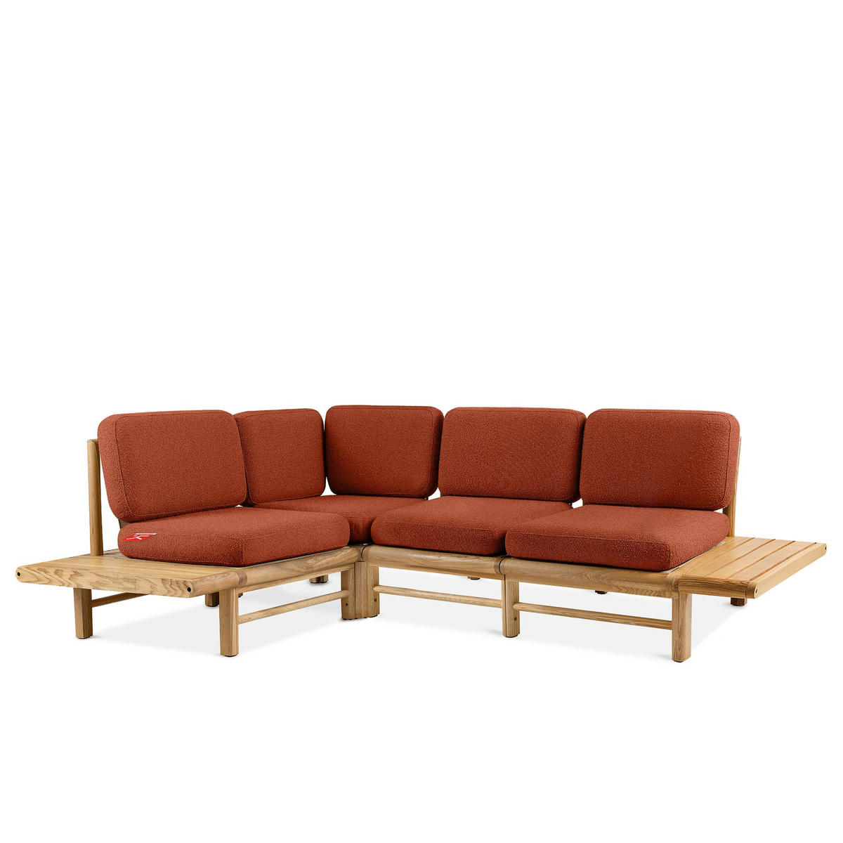 LOUNGESOFA ATREDA links - Orange, Holz/Textil (245/74/175cm) - KONSIMO®