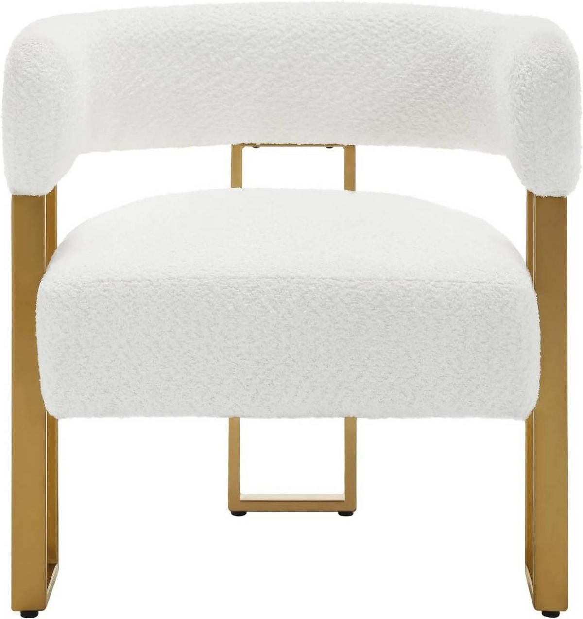 RELAXSESSEL aus Chenille, Cremeweiß - Goldfarben/Creme, Textil/Metall (65.5/70/60cm) - Woltu
