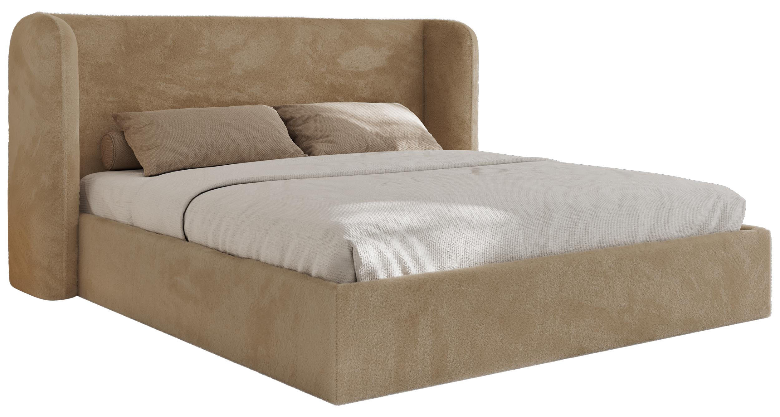 POLSTERBETT EMORA CLASSIC 200/200 - Beige Plüsch - Schaum-Matratze - Beige, Textil (200/200cm) - MKS