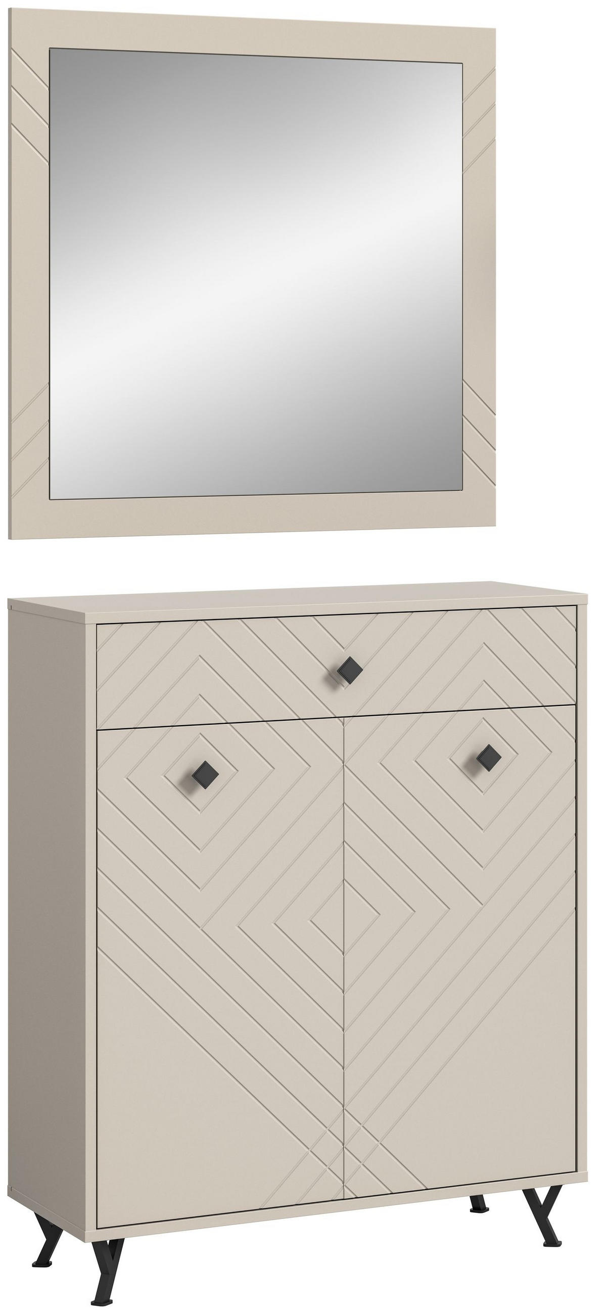GARDEROBEN-SET NOTES 2-tlg. (B/H/T: ca. 80/190/35 cm) in sandbeige/sandbeige matt - Sandfarben, Holzwerkstoff (80/190/35cm)