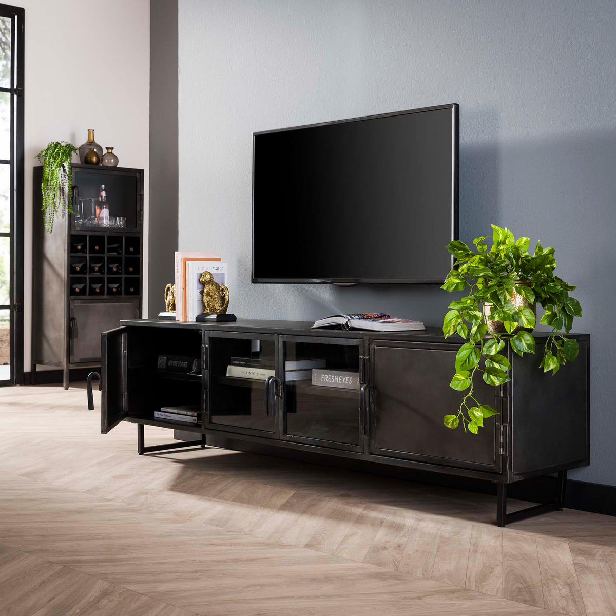 TV-MÖBEL Rift Schwarz 40/180/50 cm - Schwarz, Metall (180/50/40cm) - Hoyz Collection