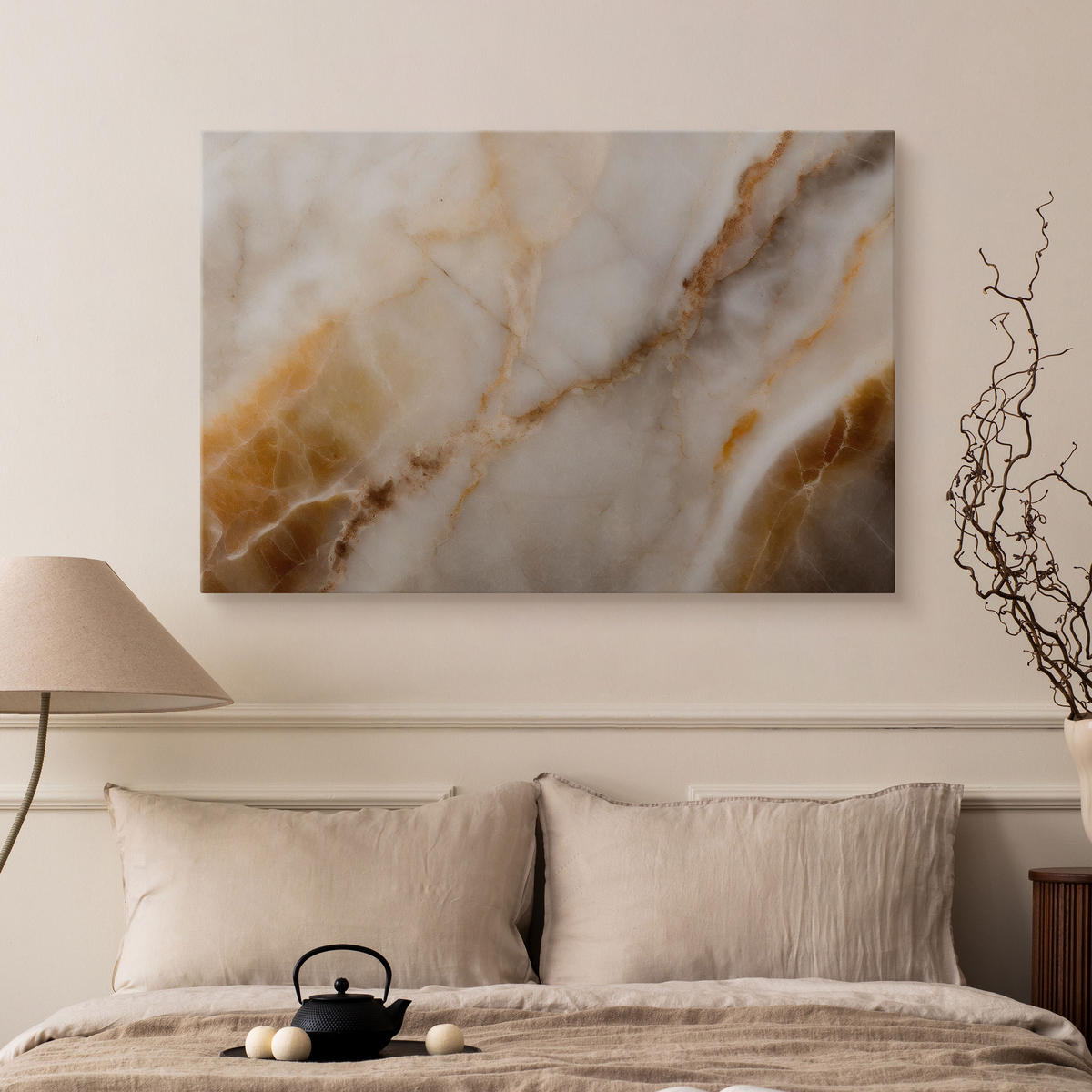 LEINWANDBILD Abstraktion MARMOR Moderne Muster für Büro 70/50 cm - Beige/Weiß, Textil (70/50cm) - Muralo