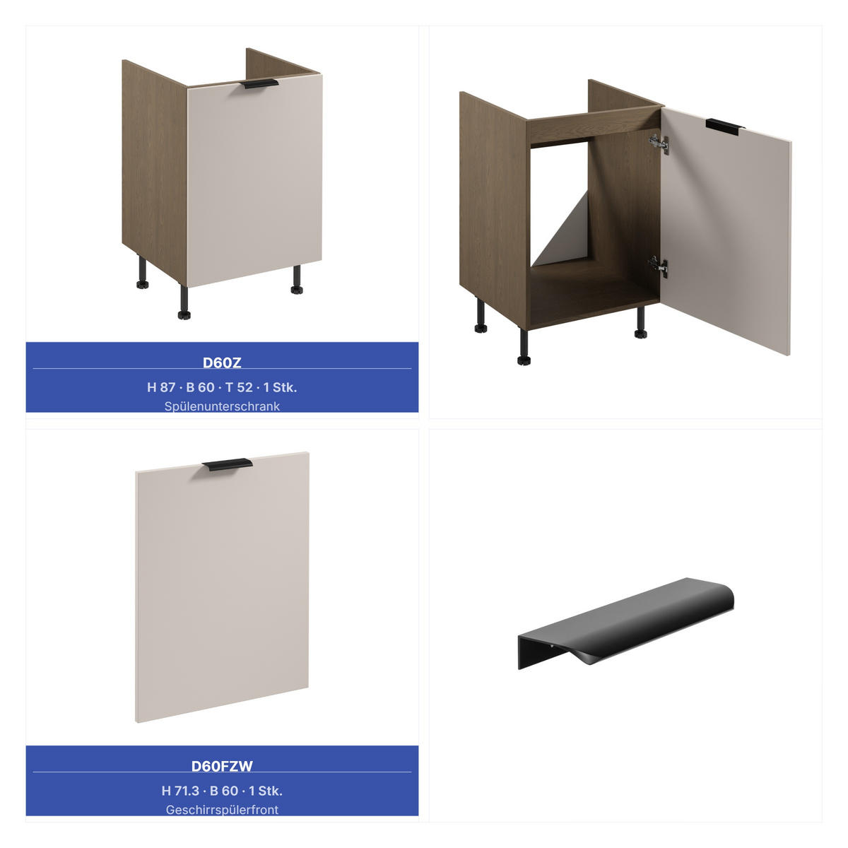 KÜCHENZEILE 360 cm - Sorento KS2-M360 - in Beige / Dunkle Eiche - Eichefarben/Beige, Holz (360/247/58cm)