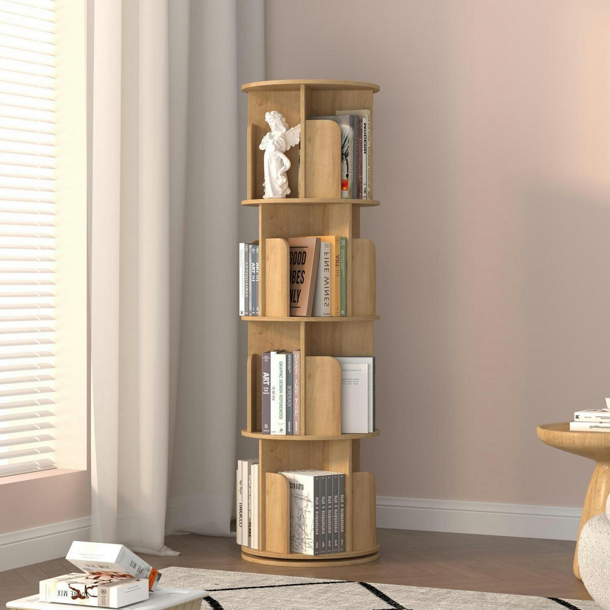 DREHBARES Bücherregal Naturholz 4 Ebenen 40 x 136,2 cm - Braun, Holzwerkstoff (40/136.2/40cm)