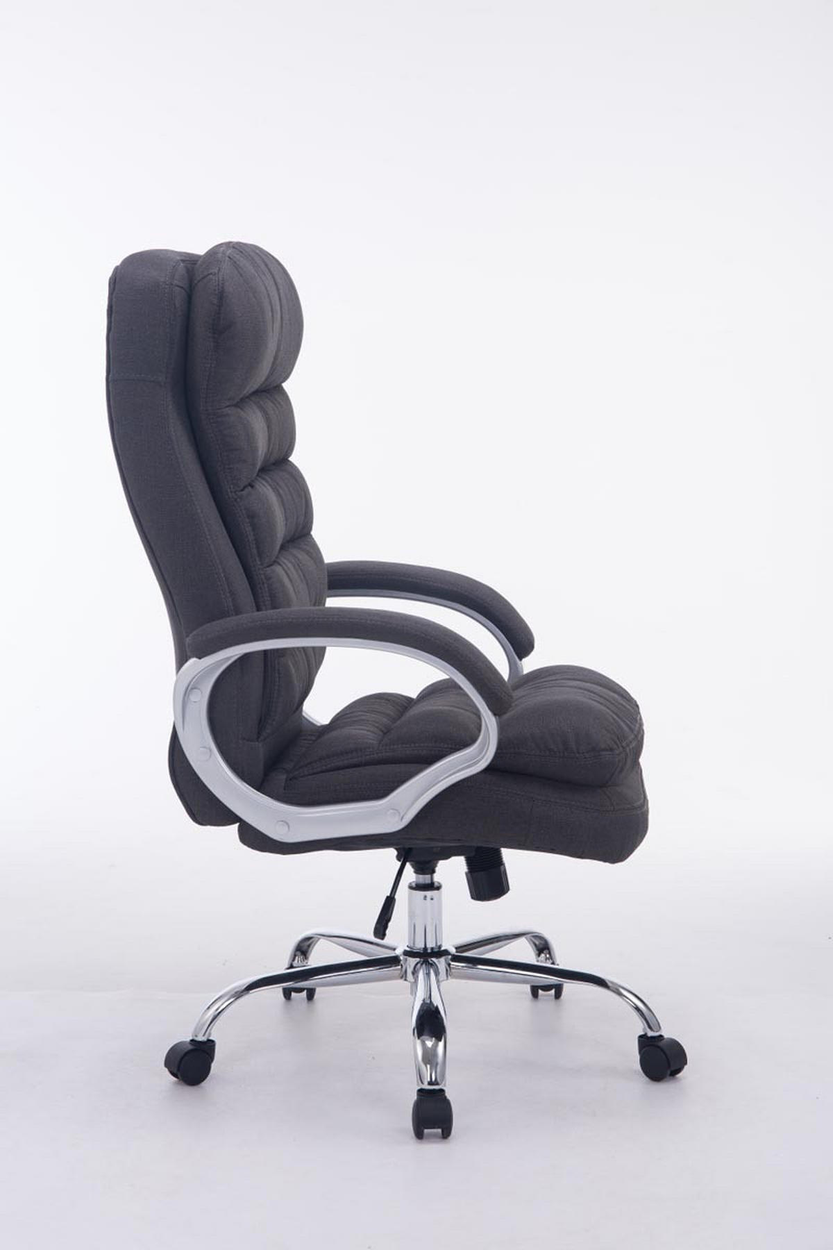 CHEFSESSEL Stoff dunkelgrau - Chromfarben/Dunkelgrau, Textil/Metall (68/116/77cm) - CLP
