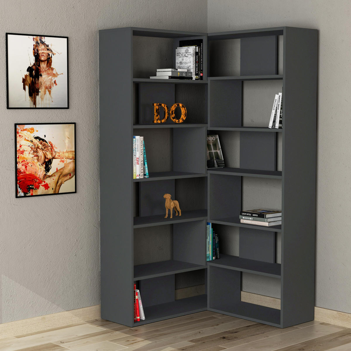 BÜCHERREGAL Molly Nr. 4 Anthrazit 94/30/179 cm - Anthrazit, Holzwerkstoff (93.6/178.6/29.6cm) - Decortie