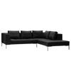 ECKSOFA mit Ottomane - Chromfarben/Schwarz, Leder/Metall (255/230cm) - home24