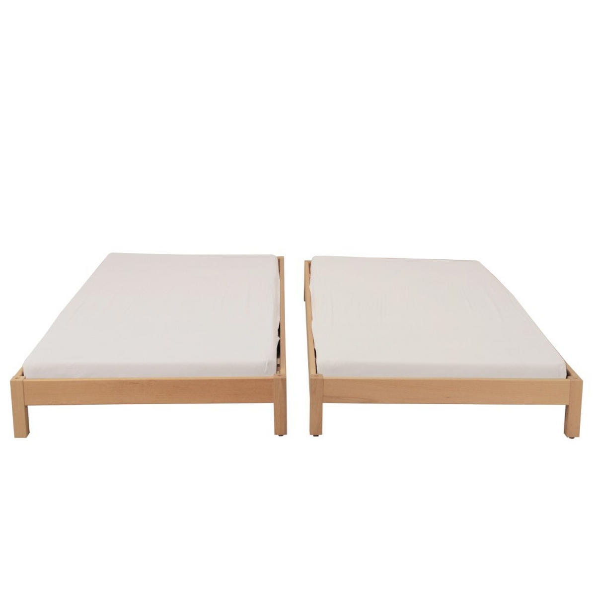 STAPELBETTEN JONAS mit Lattenrost/ Kinderbett 90x200 (Satz von zwei Betten) - Massive Buche - Buchefarben, Holz (90/200cm) - Weber Industries