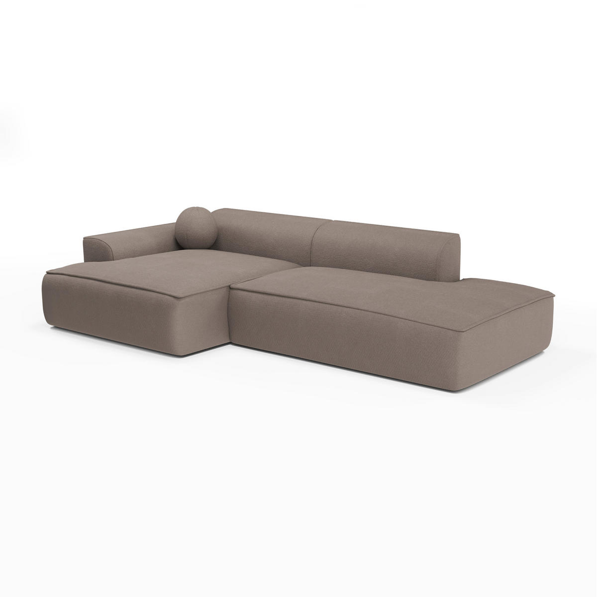 ECKSOFA LINKS Rastergewebe Taupe 260cm - Taupe, Textil (155/260cm) - Sia Home