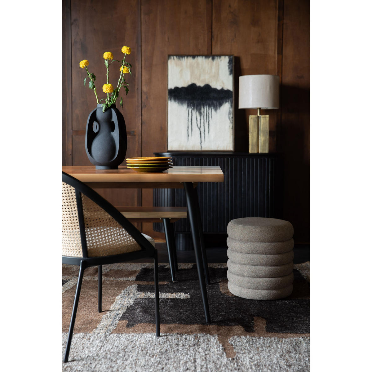 SITZHOCKER Fern Schwarz - Schwarz, Kunststoff (37/43/37cm) - Dutchbone
