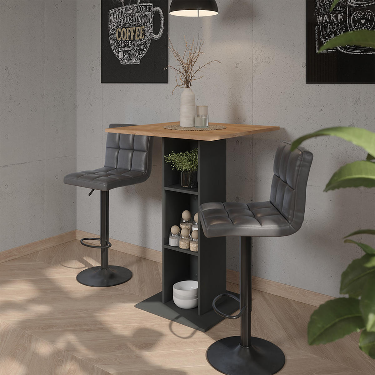 BARSKE STOLICE Sena, Siva /Crna, 42 x 94 cm - siva/crna, tekstil (43/94/49cm) - Vicco