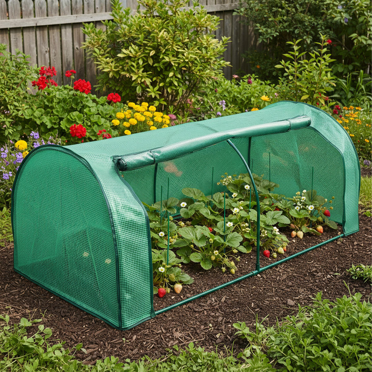 FRÜHBEET - Dunkelgrün, Kunststoff/Metall (200/80/100cm) - Relaxdays