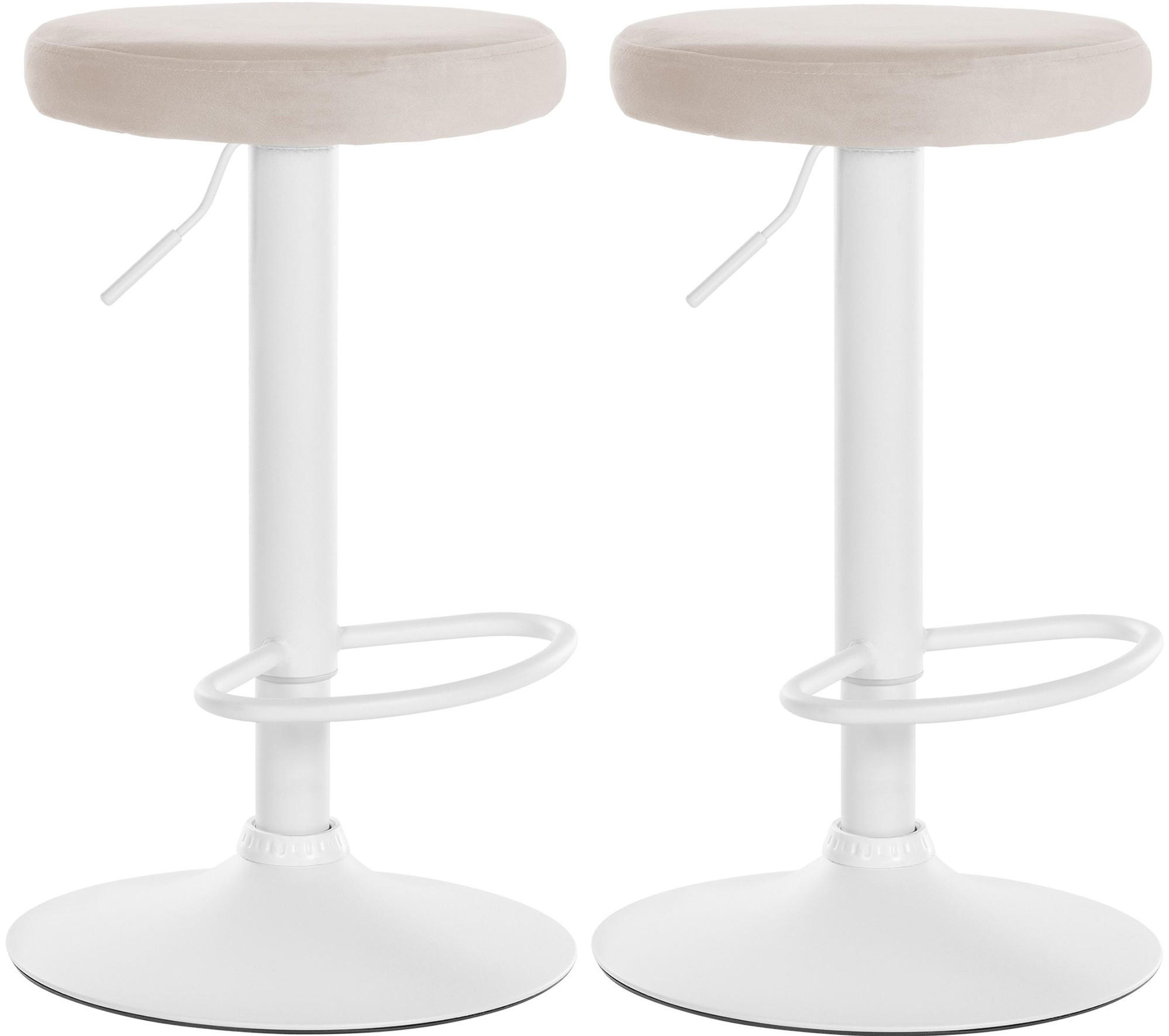 BARHOCKER 2er Set Samt creme - Creme, Textil/Metall (38.5/60/38.5cm) - CLP