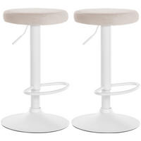 BARHOCKER 2er Set Samt creme - Creme, Textil/Metall (38.5/60/38.5cm) - CLP