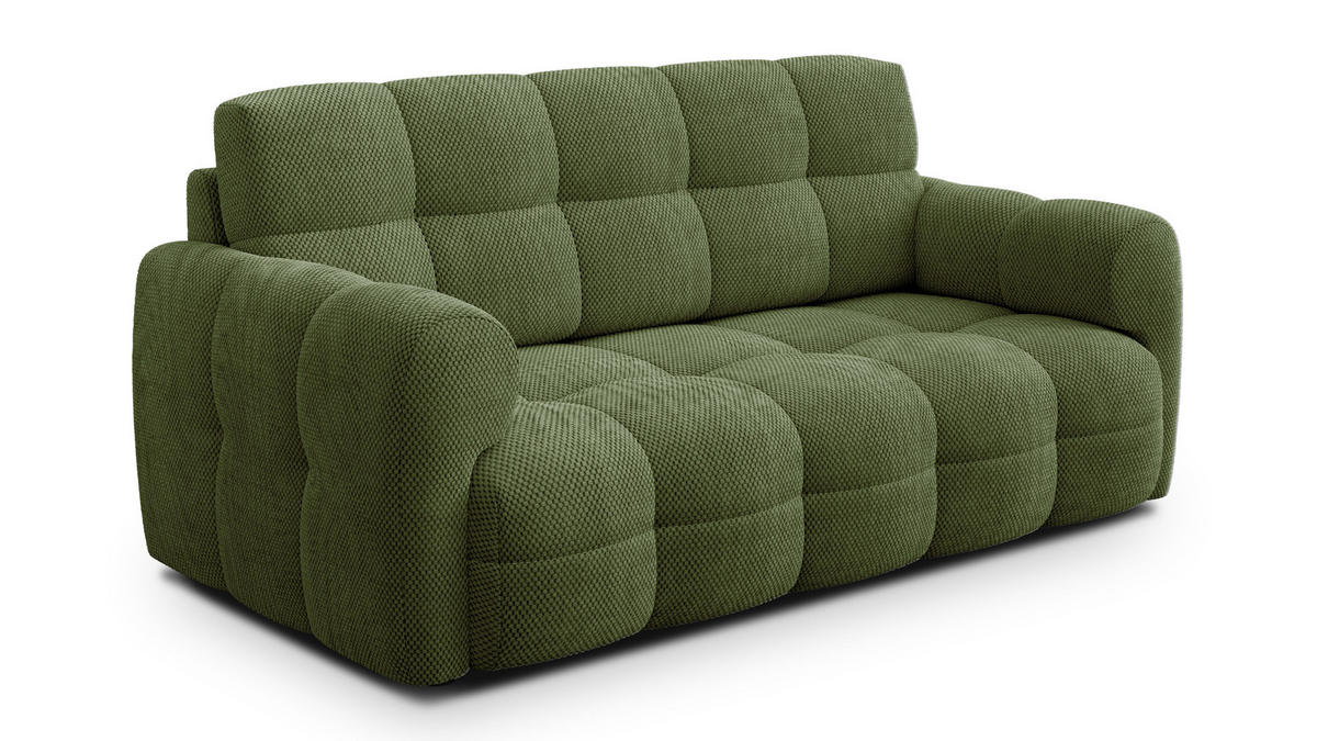 SOFA MELLOW 2,5-Sitzer, olive - Schwarz/Grün, Holz/Textil (183/87/98cm) - Courtois Laville