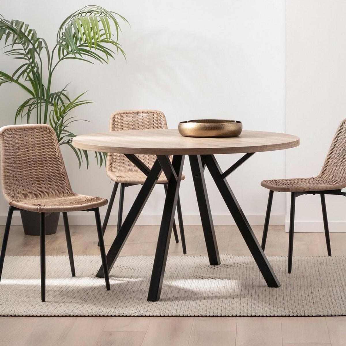 ESSTISCH Glenda Zweifarbig 120 cm x 77 cm - Multicolor, Holzwerkstoff (120/120/77cm)