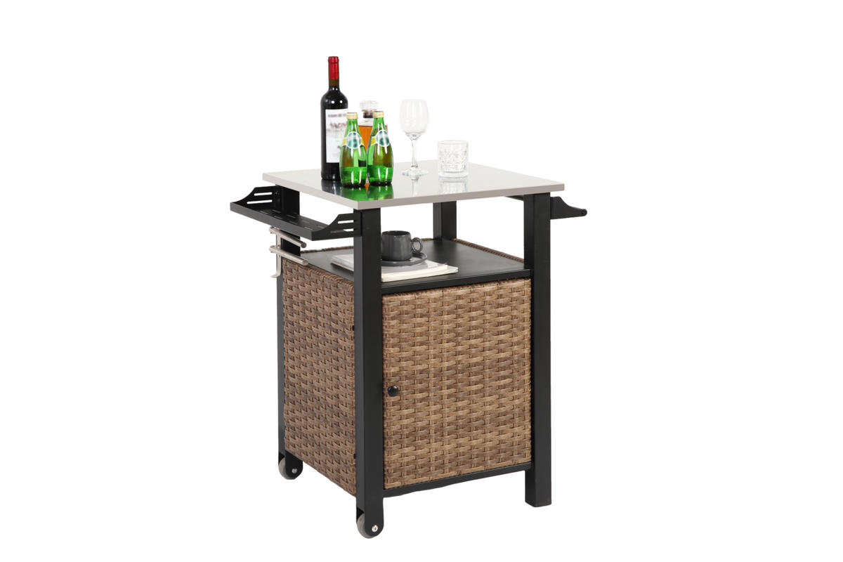 KÜCHENINSEL 76/85/57 cm Braun aus Stahl mit Rollen - Braun, Metall (76/85/57cm) - OKMYHOME