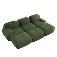 3-SITZER-SOFA DE-34025 modular mit 3 Hockern Grün - Grün, Textil (178/75/298cm) - ComfortXL