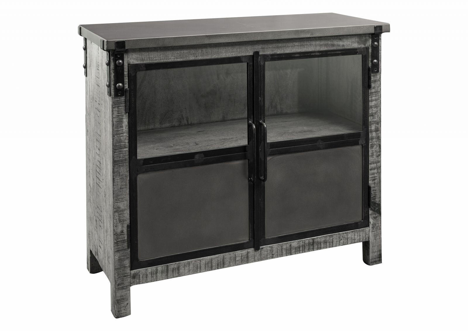 SIDEBOARD Mango 100x40x90 grau lackiert HEAVY INDUSTRY #127 - Grau, Holz (100/90/40cm) - Massivmoebel24