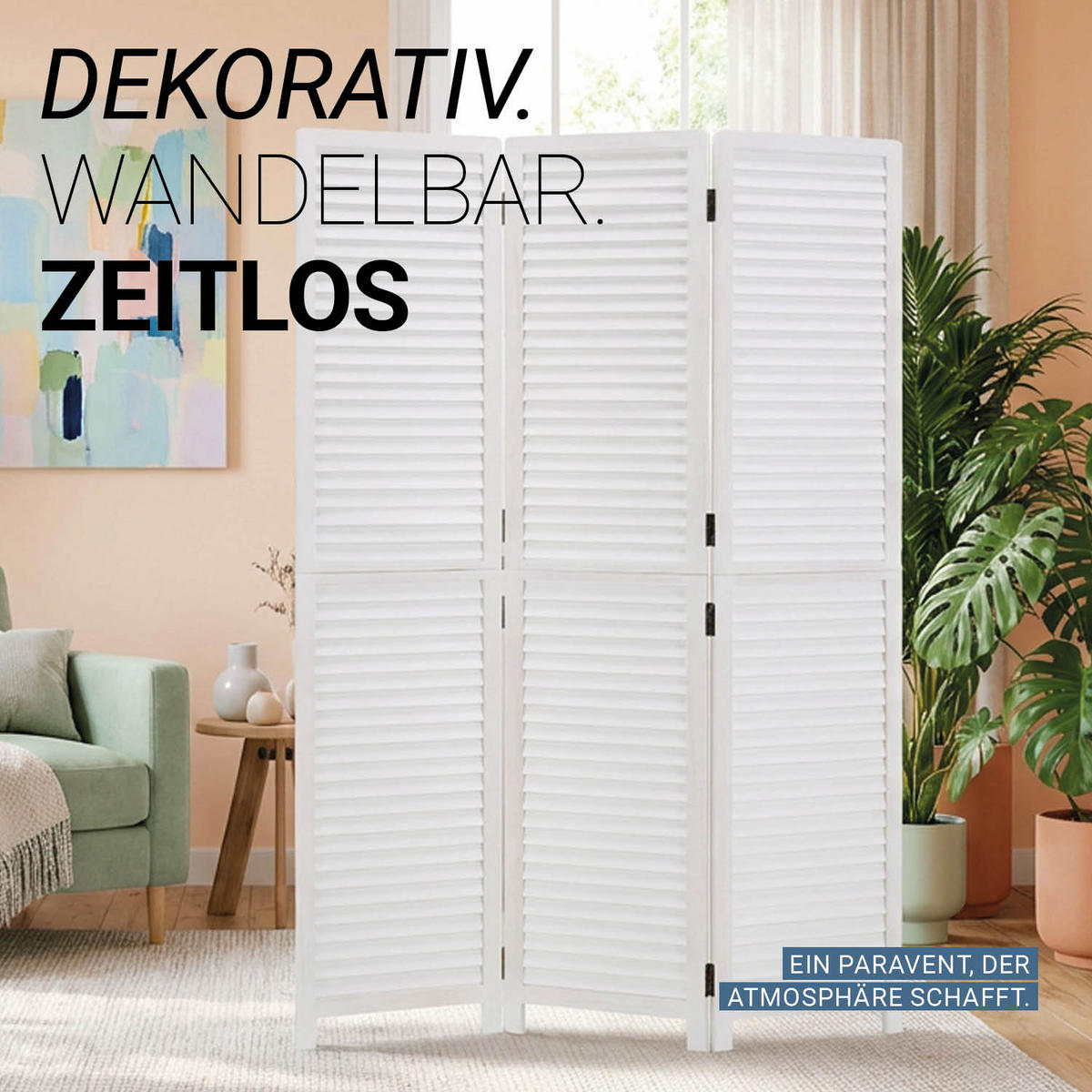 PARAVENT 120/170 cm Weiß - Weiß, Holz (120/170/2cm) - Homestyle4u