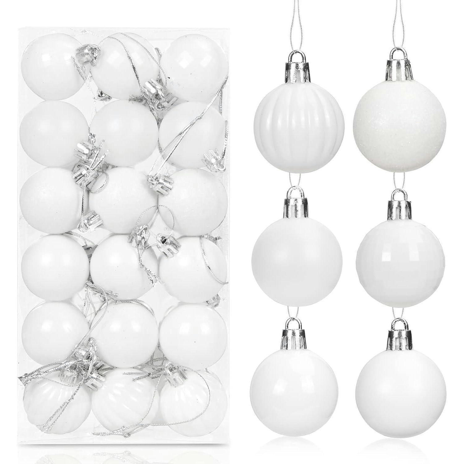 WEIHNACHTSKUGELN 36 Stück 4 cm Set Kunststoff Weiß - Weiß, Kunststoff (4/4/4cm)