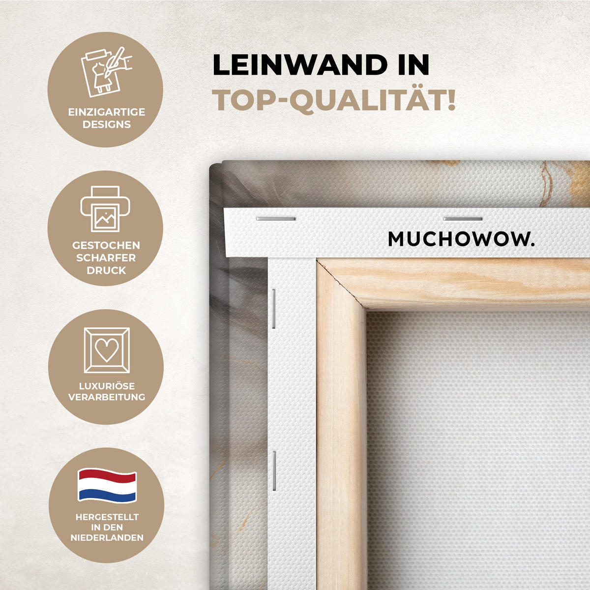 LEINWANDBILD Marmor - Grau - Gold 20x20 cm - Weiß, Textil (20/20cm) - MuchoWow