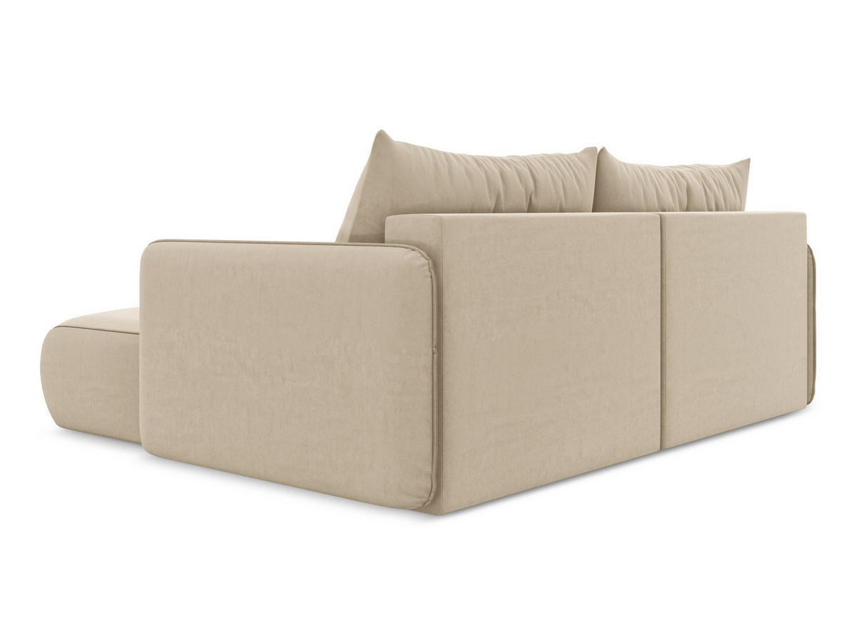 ECKSOFA mit Schlaffunktion Samt Stoff Beige - Beige/Creme, Kunststoff/Textil (207/148cm) - Makamii