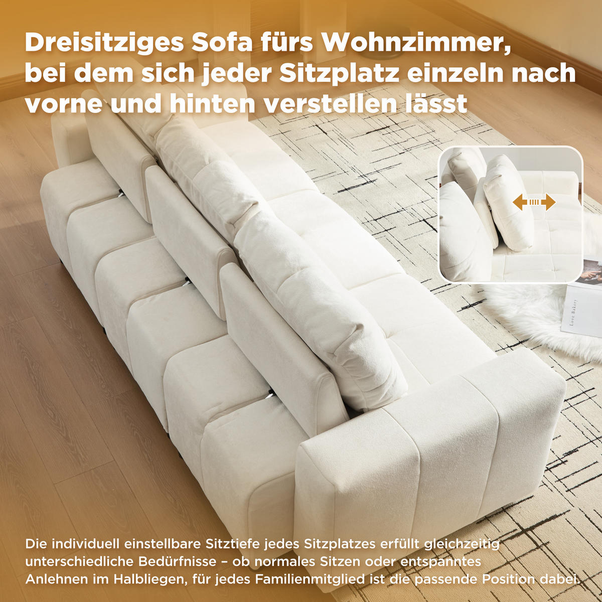 ECKSOFA 213/94/84 cm Beige Weiß mit Schlaffunktion - Creme, Textil (213/94cm) - Oxeza