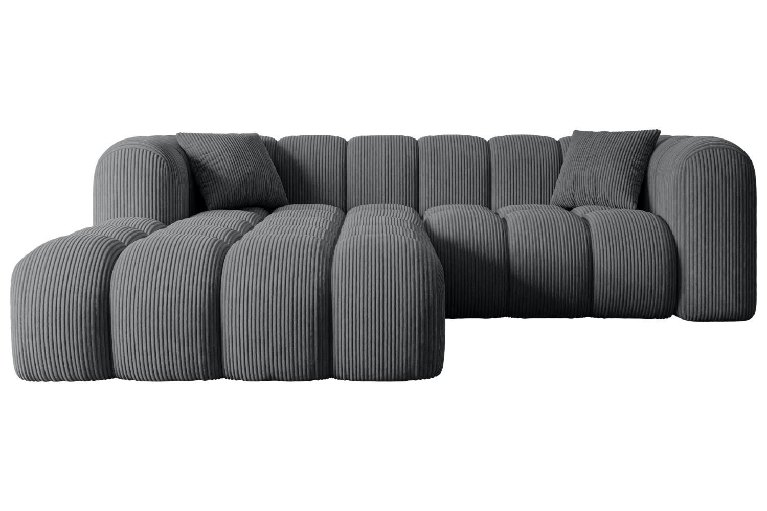 ECKSOFA Ottomane Links OLEA-L1 - 231x173x74 cm Dunkelgrau Cord - Dunkelgrau/Schwarz, Holzwerkstoff/Kunststoff (190/242cm) - ALTDECOR
