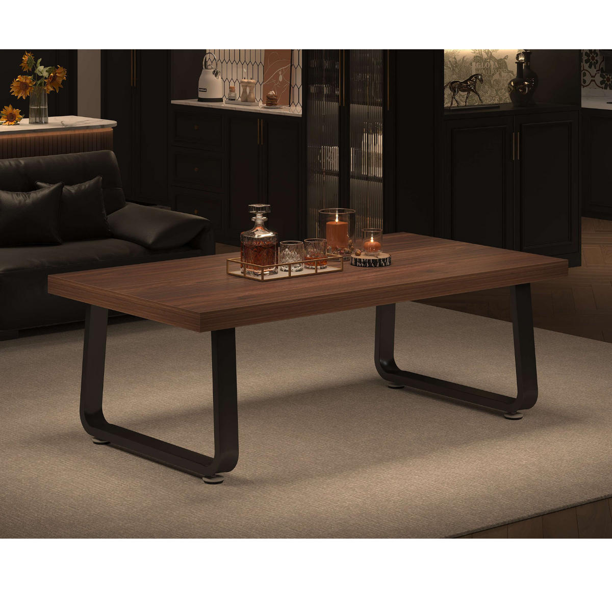 COUCHTISCH Modern Holz Metall 120 x 60 x 46,5 cm Wohnzimmertisch - Walnussfarben, Holzwerkstoff/Metall (60/120/46.5cm) - Quality Elegance