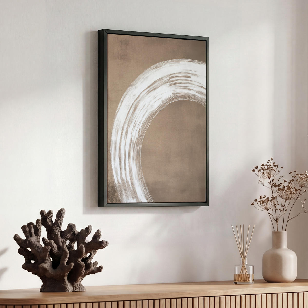 LEINWAND Bilder mit Rahmen - Farbe - Braun - Japandi - 30x40 - Kupferfarben, Textil (30/40cm) - MuchoWow