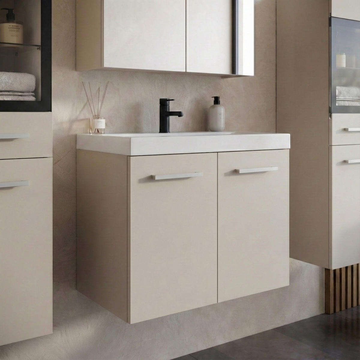 BADMÖBEL-SET Mirano 5 Teile Cashmere - 60 x 35 x 51 cm - Kaschmir, Holz (60/47/35cm) - Badplaats