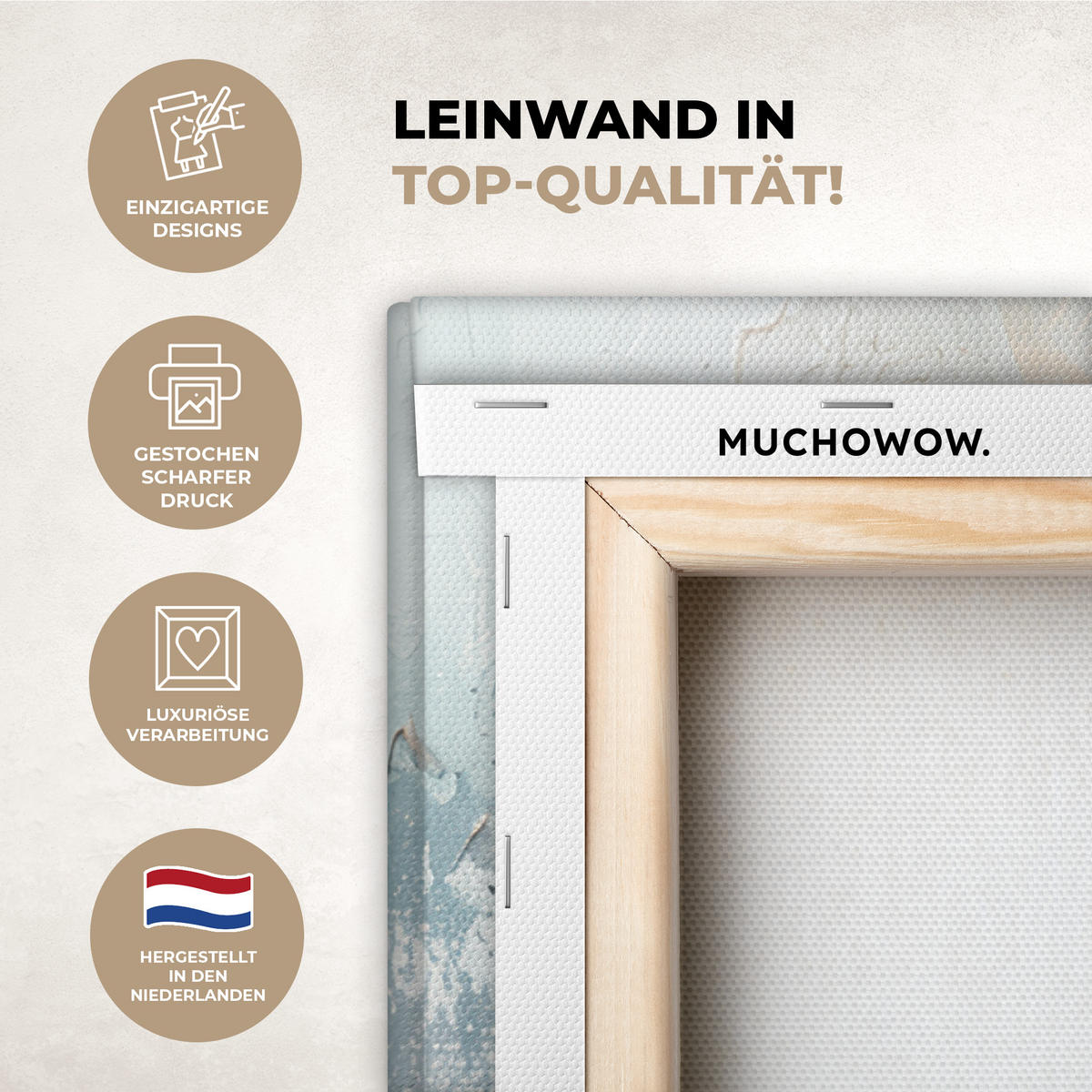 LEINWANDBILD Abstrakt - Kunst - Gold - Blau Wandbild Wohnzimmer 60x80 cm - Petrol, Textil (60/80cm) - MuchoWow