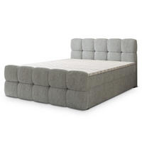 BOXBETT BRUME 140x200 cm mit Matratze und Topper, H2+H3 - Hellgrau - Hellgrau, Holz (140/200cm) - MASSENO