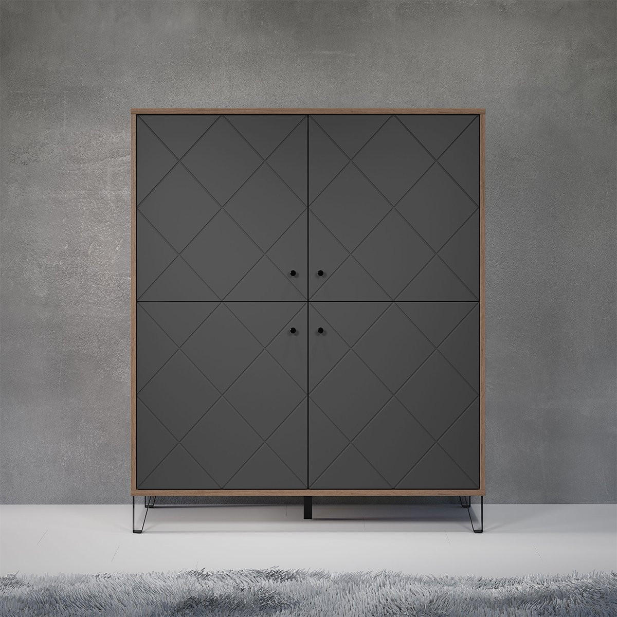 HIGHBOARD Touch Graphitfarben - Graphitfarben, Holzwerkstoff (123/136/40cm) - ebuy24