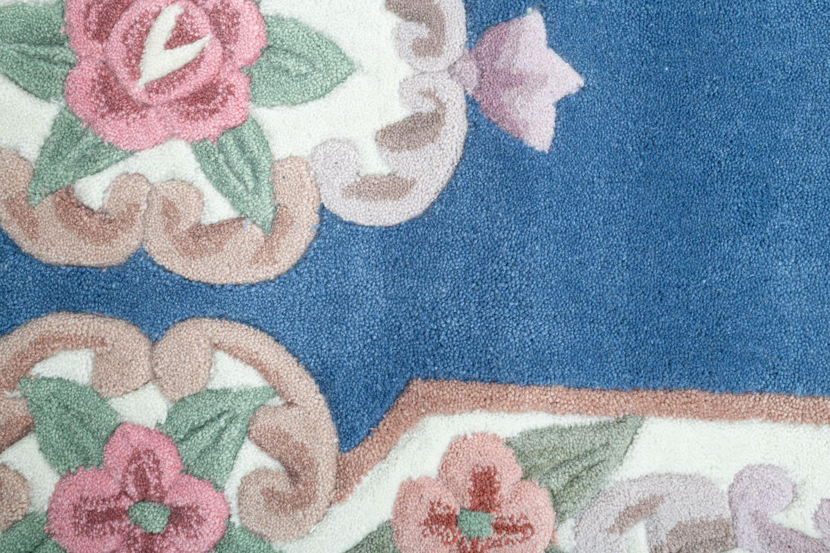 HANDTUFTTEPPICH Ming Bettumrandung 70x600 cm - Blau, Textil (70/600cm) - THEKO