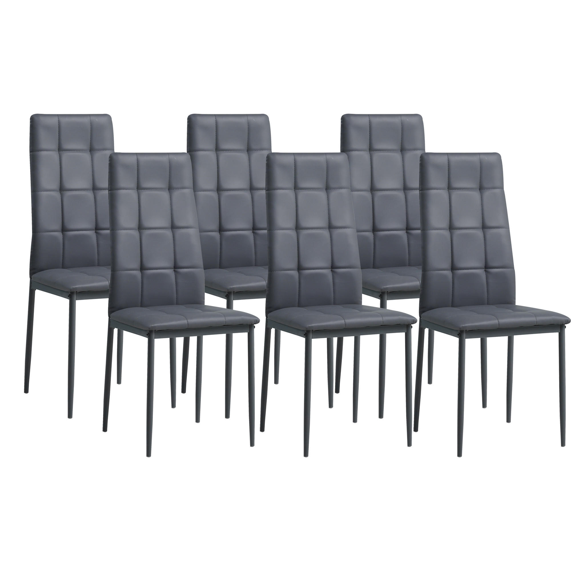 STUHL RIMINI Lederimitat Metallbeine 6er Set Grau - Grau, Kunststoff/Metall (41/97/38cm) - Albatros