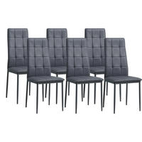 STUHL RIMINI Lederimitat Metallbeine 6er Set Grau - Grau, Kunststoff/Metall (41/97/38cm) - Albatros