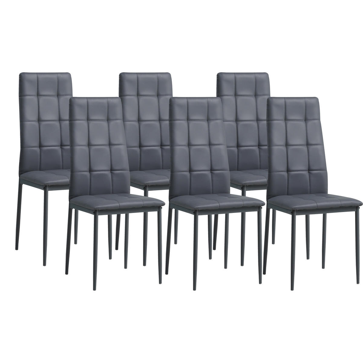 STUHL RIMINI Lederimitat Metallbeine 6er Set Grau - Grau, Kunststoff/Metall (41/97/38cm) - Albatros