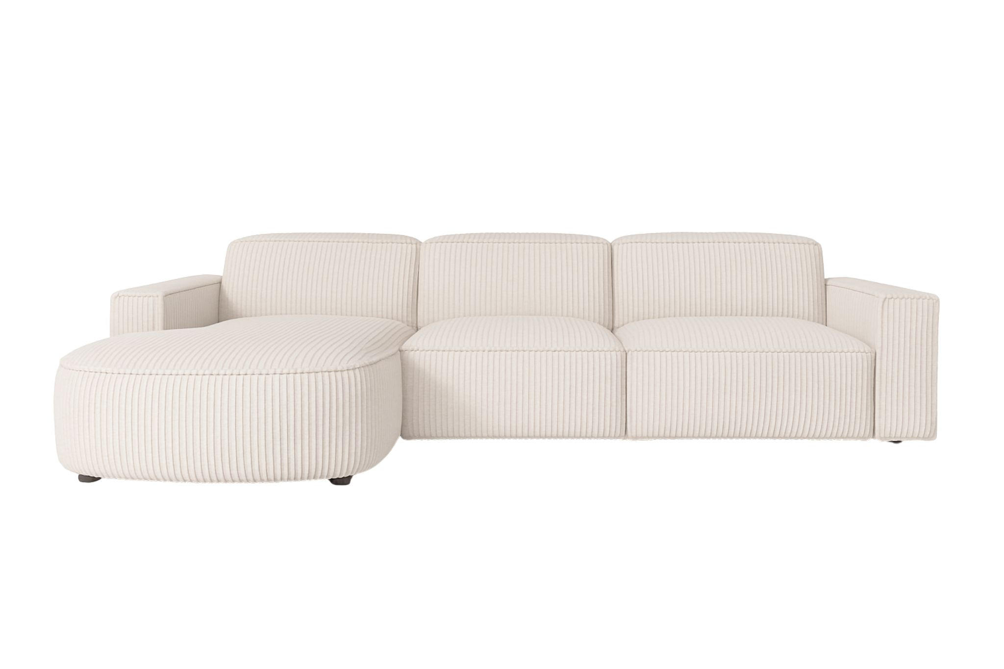 ECKSOFA Cursal Round L-Form, Stoff Poso, Beige, Links - Creme, Holz (284/166cm) - Kaiser Möbel