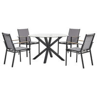 GARTENTISCH-SET 4-Sitzer Schwarz Maletto/Busseto - Hellbraun/Transparent, Metall - Beliani