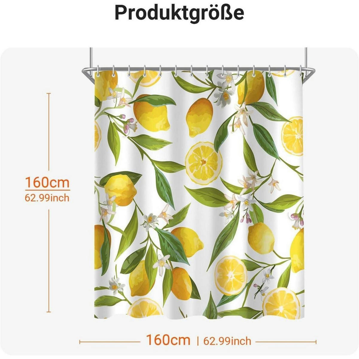 DUSCHVORHANG Zitrone Blatt 160 x 160 cm - Multicolor, Textil (160/160cm)