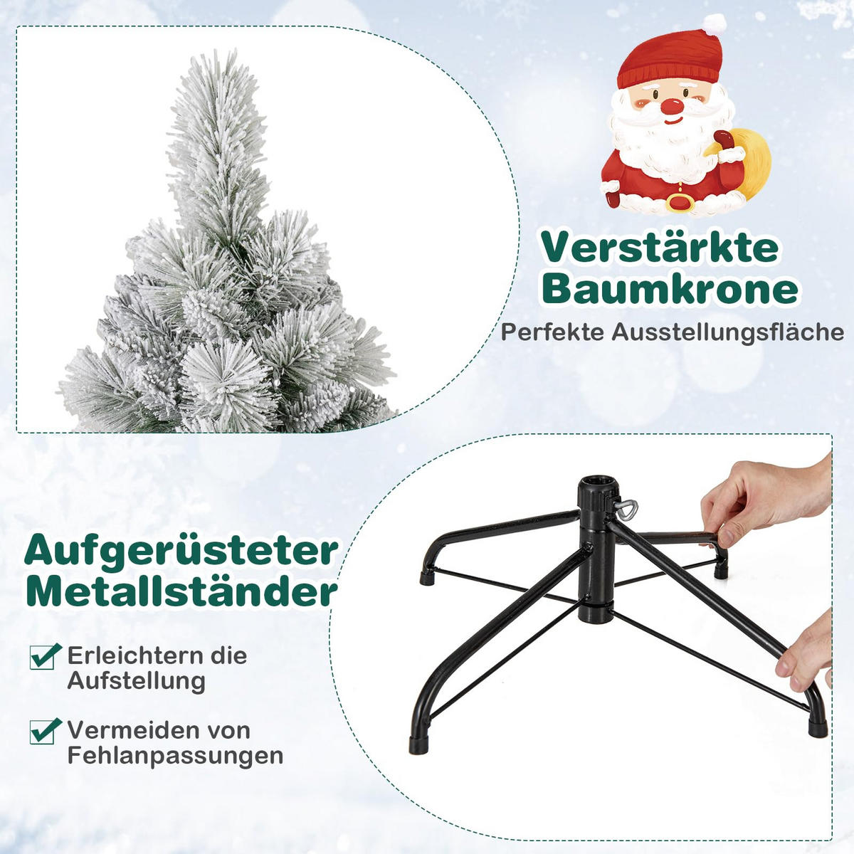 WEIHNACHTSBAUM mit 200 warmweißen LED-Lichtern 210 cm grün - Grün, Metall (210cm) - COSTWAY