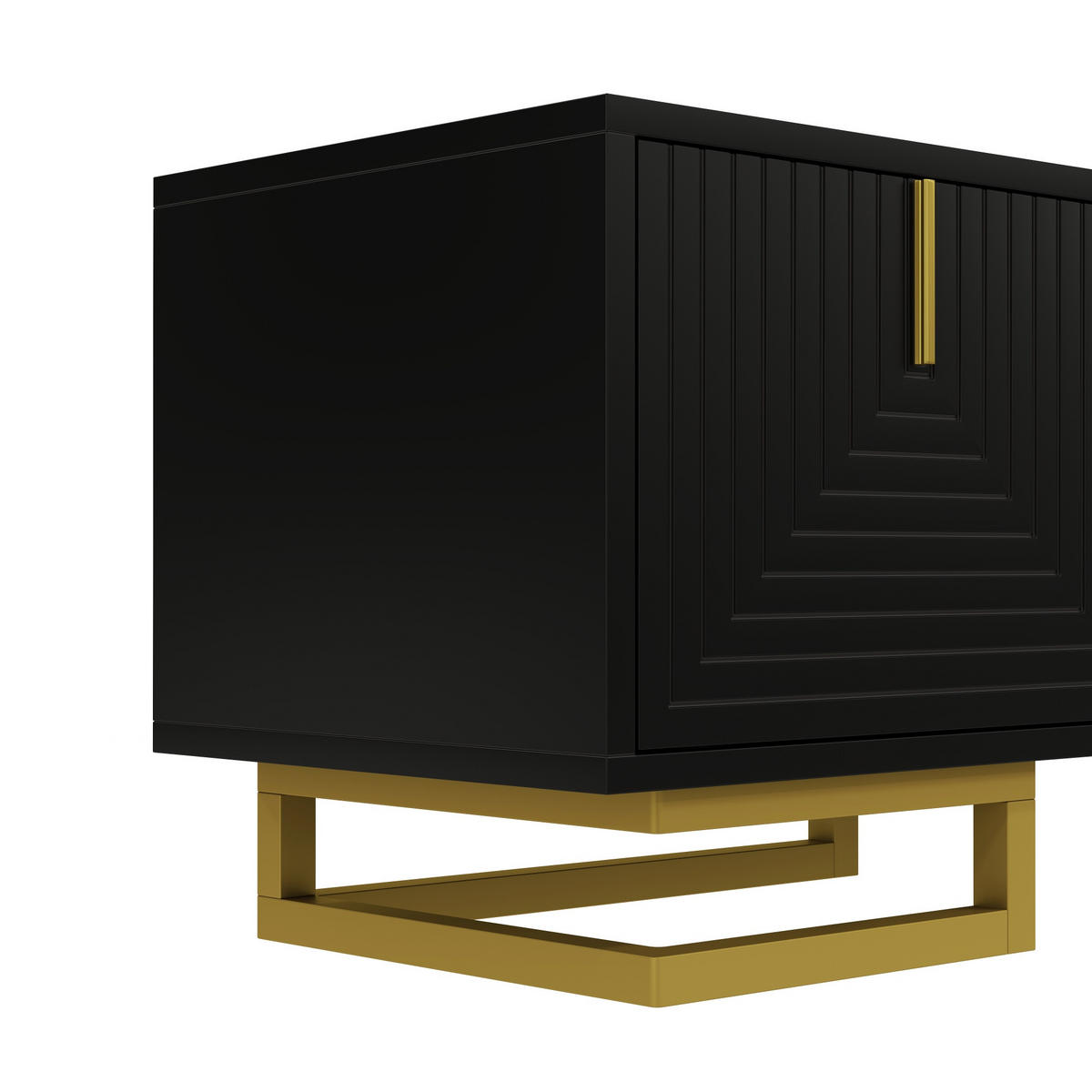 TV-SCHRANK Lowboard strukturierte Türen Gold modern - Schwarz, Holzwerkstoff (38/44.5/160cm) - FLIEKS