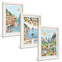 BILDER SET 3er Set - 20x30 cm Weißer Rahmen - Landschaften, Meer, Zitrusfrüchte - Weiß, Kunststoff (20/30cm) - TULUP