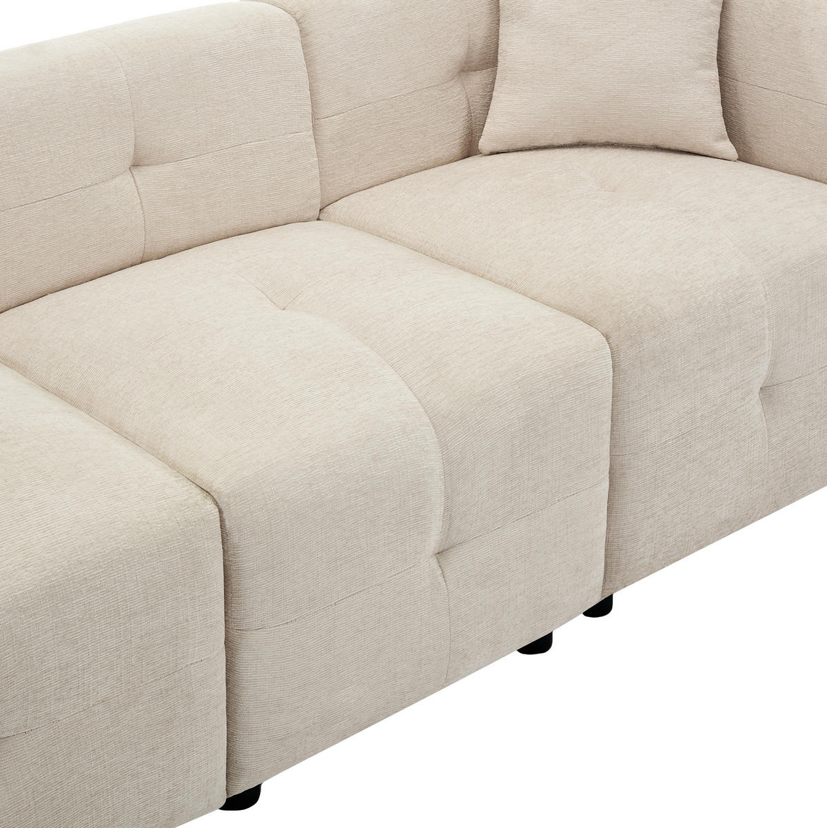 ECKSOFA 204/126/69 cm Beige aus Chenille mit Stauraum - Beige, Textil (126/204cm) - OKMYHOME