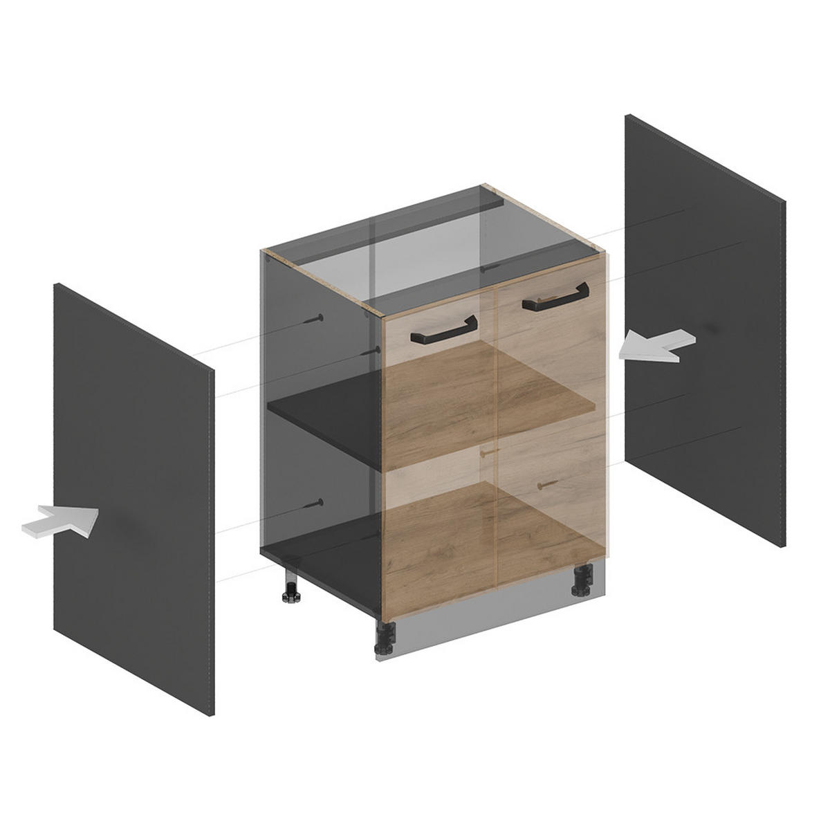 BOČNÍ PANEL PRO MYČKU NÁDOBÍ R-Line Antracit - antracitová, kompozitní dřevo (57/81.2/1.6cm) - Vicco