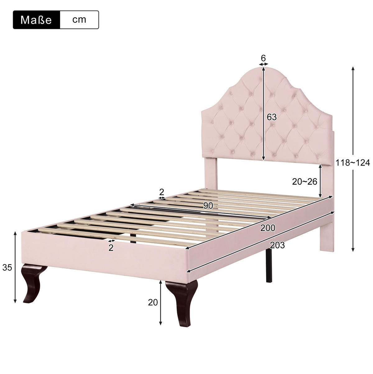 TAPECIRANI krevet 90/200 cm ružičasti od baršuna s podesivim uzglavljem i letvičastom podlogom - ružičasta, tekstil (90/200cm) - OKWISH