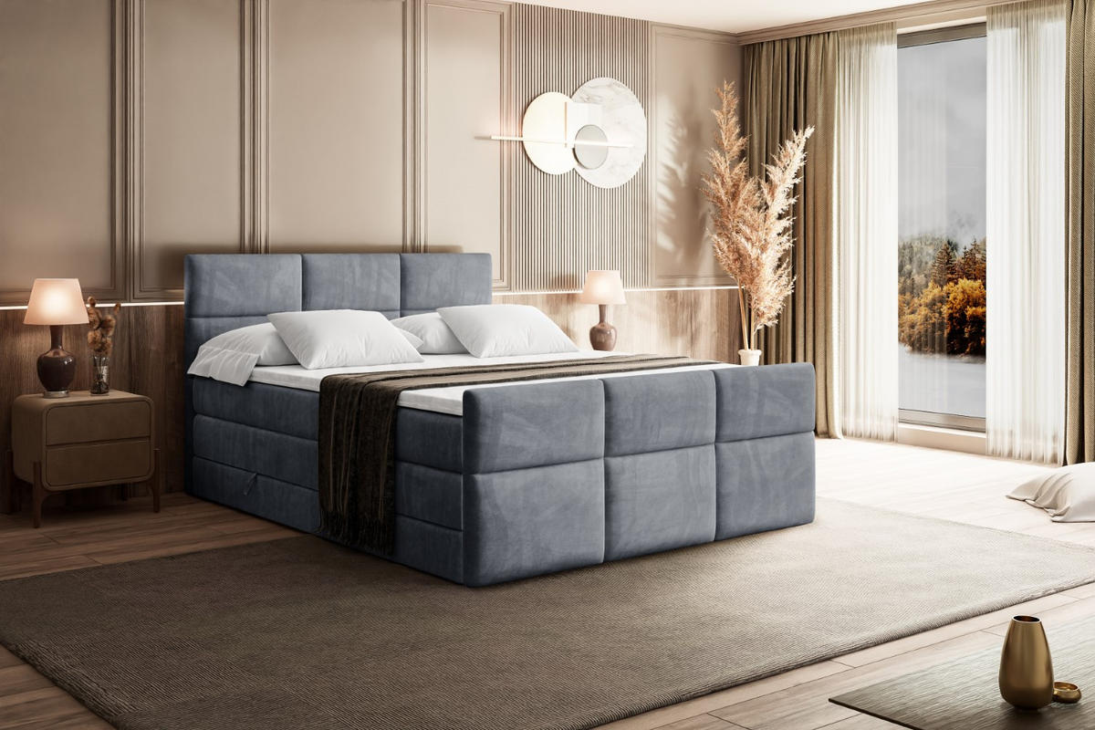 BOXSPRINGBETT OHIO-Z KING - 140x200 - H3/H4 - Grau - Grau, Holzwerkstoff (140/200cm) - ALTDECOR