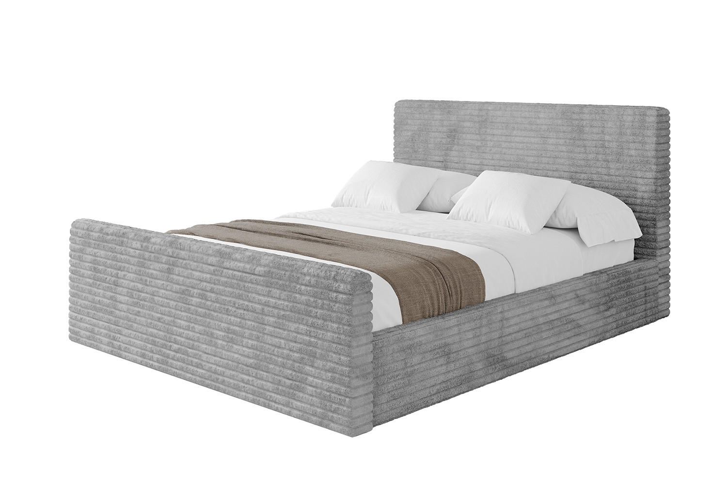 POLSTERBETT mit Bettkasten, Fußteil und Lattenrost, Boxbett mit Matratze H3/H4 - ALOVA-Z 180x200 Hellgrau - Hellgrau, Holzwerkstoff/Textil (180/200cm) - ALTDECOR